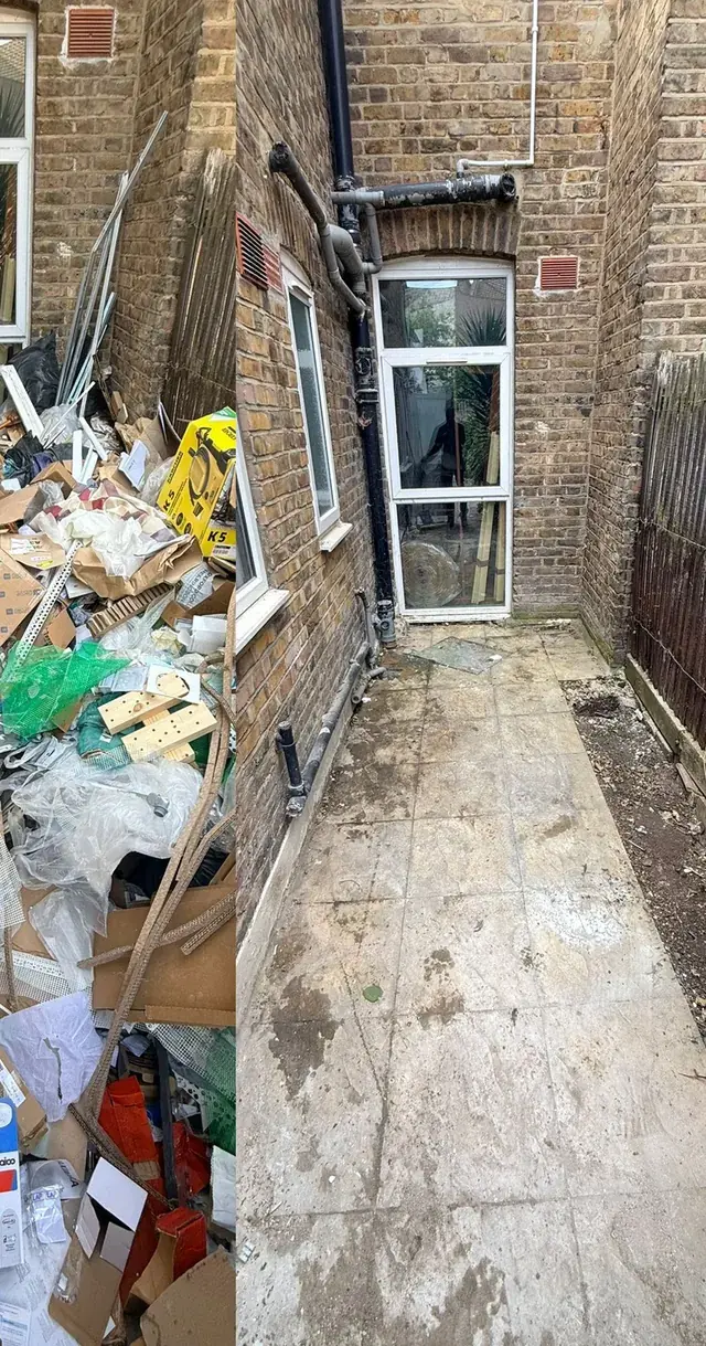 Cardboard removal in Ilford, after