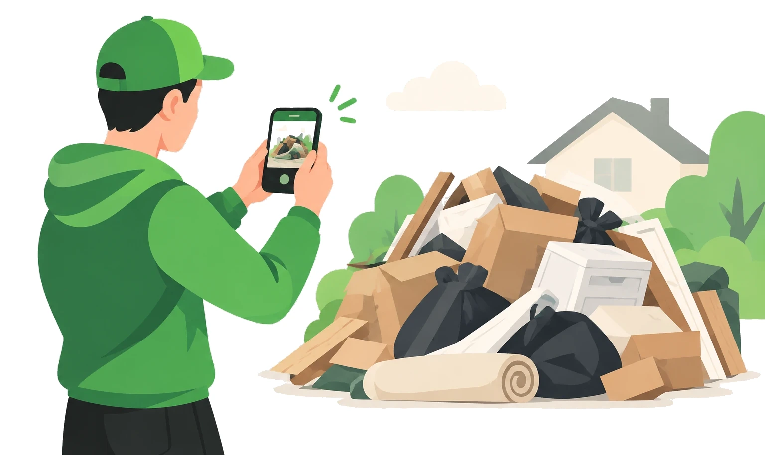 Customer photographing a pile of waste on their phone